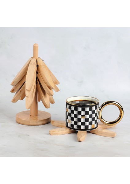 Dörtli Ahşap ve Bambu Nihale Seti, Katlanabilir Bardak Altlığı