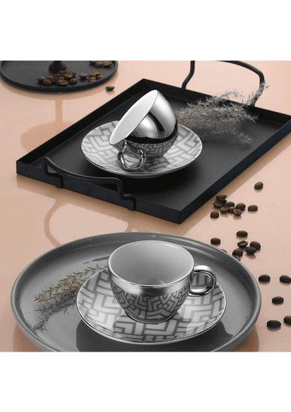 Gri Zeugnma 4 Parça Kahve Fincan Takımı, Şık ve Kaliteli Tasarım