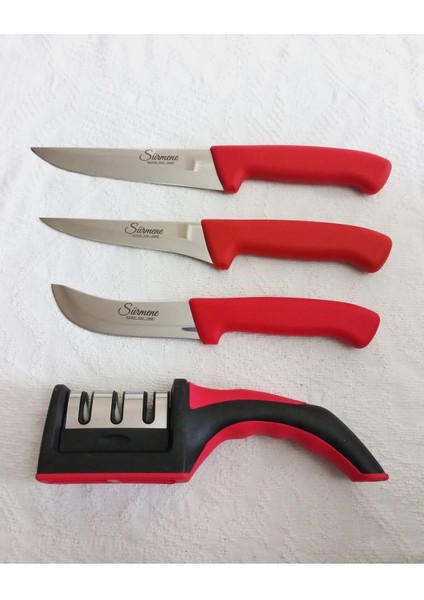 Üçlü Bıçak Seti ve Bileme Aleti ile Mutfak Şıklığı modelleri