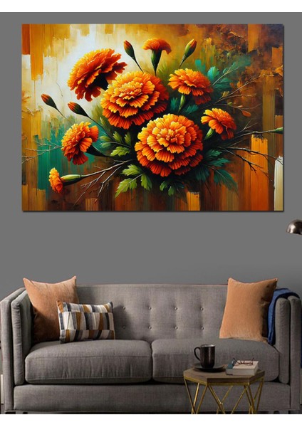 Canlı Renkli Çiçek Temalı Dekoratif Kanvas ve Ahşap Tablo