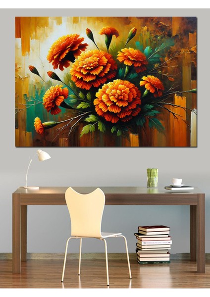 Canlı Renkli Çiçek Temalı Dekoratif Kanvas ve Ahşap Tablo fiyatları