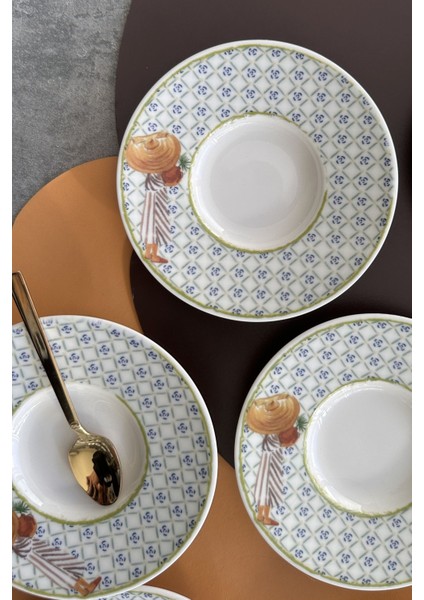 Şık 6'lı Porselen Çay Tabak Takımı, 6 Kişilik Bej Renkli Set fırsatları