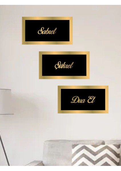 Pozitif Temalı 3'lü Duvar Süsü Seti, 15X27, Ilham Verici Dekorasyon Parçası