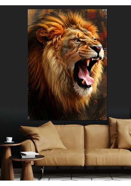Canlı Renklerde Aslan Portresi Dekoratif Kanvas ve Ahşap Tablo fırsatları