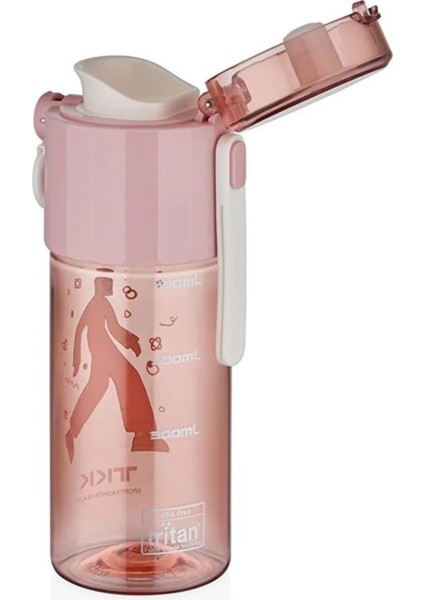 Pembe 500ML Kilitli Kapaklı Desenli Tritan Matara, Şık ve Sağlıklı Içim Keyfi fiyatları