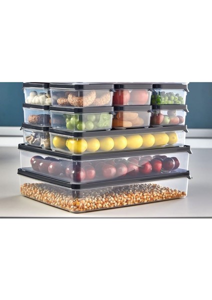 16 Parça Şeffaf Kapaklı Saklama Kabı, Buzdolabı ve Mutfak Düzeni