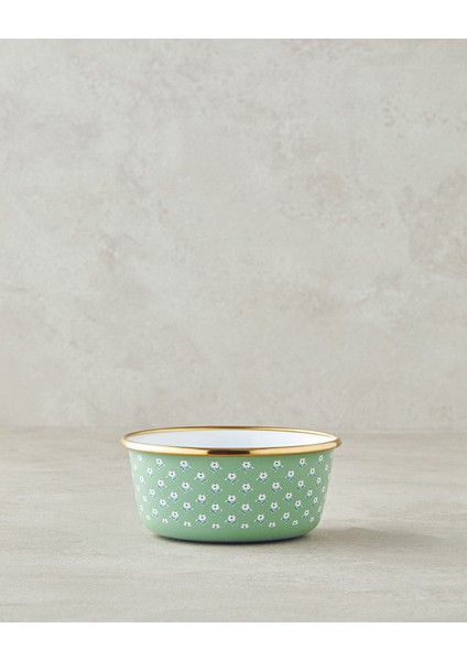 12 cm Yeşil ve Bordo Çiçekli Emaye Kase, Şık ve Zarif Tasarım