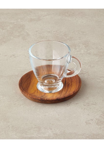 Şık 4'lü Ahşap Detaylı Kahve Fincan Takımı, 2 Kişilik, Modern Tasarım modelleri