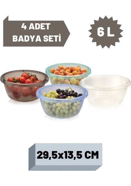 Ekru Çok Amaçlı 4'lü Mutfak Seti ve 6 Litre Bulaşık Leğeni