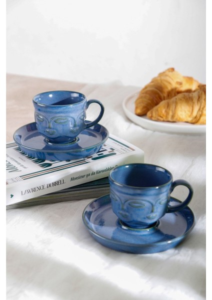 Modern Mavi 4'lü Kişilik Fincan Takımı, Şık ve Kullanışlı Tasarım