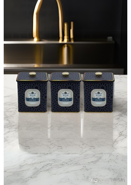 Renkli Kare Metal Saklama Kabı, Topuz Kulplu, 120X120, 3'lü Set