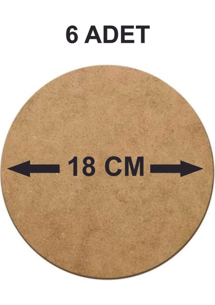6 Adet 3mm Mdf Yuvarlak Servis Altlığı, 18 Cm, Beyaz, Şık ve Kullanışlı Tasarım