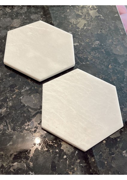 Beyaz Mermer Altıgen Sunum Tabağı, 16 Cm, Çiftli, Şık ve Zarif Servis Seti fiyatları