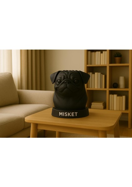 Siyah Pug (Mops) Köpek Büstü – Dekoratif Heykel fiyatları
