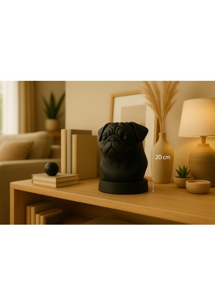 Siyah Pug (Mops) Köpek Büstü – Dekoratif Heykel fırsatları