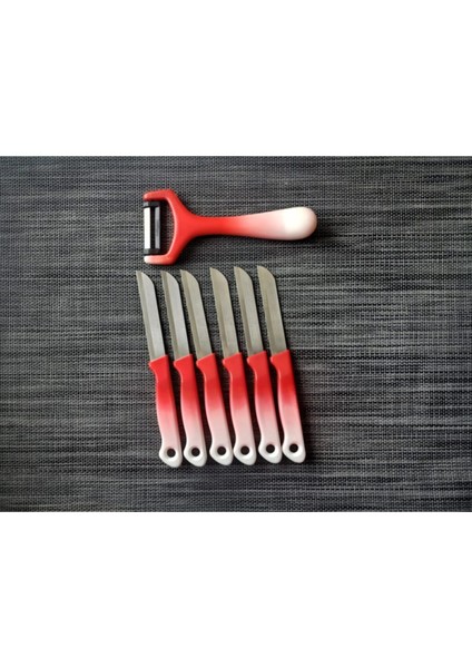 Ebruli Renkli Meyve Sebze Bıçağı ve Soyacak Seti, 7'li, Şık ve Kullanışlı