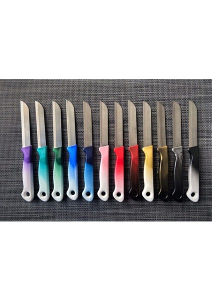 Ebruli Renkli Meyve Sebze Bıçağı ve Soyacak Seti, 7'li, Şık ve Kullanışlı modelleri