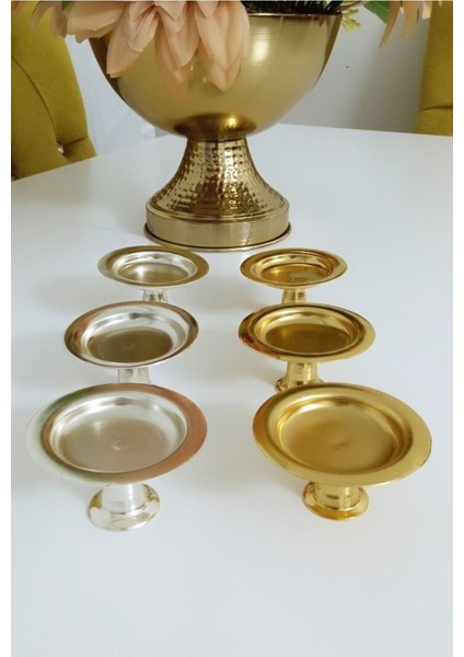 Çift Renkli 6’lı Gold ve Gümüş Makaronluk ve Lokumluk Seti fiyatları