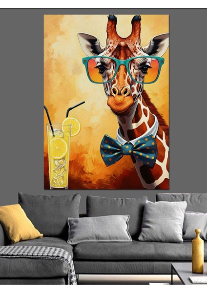 Renkli Zürafa Kanvas ve Mdf Ahşap Tablo Dekoru modelleri