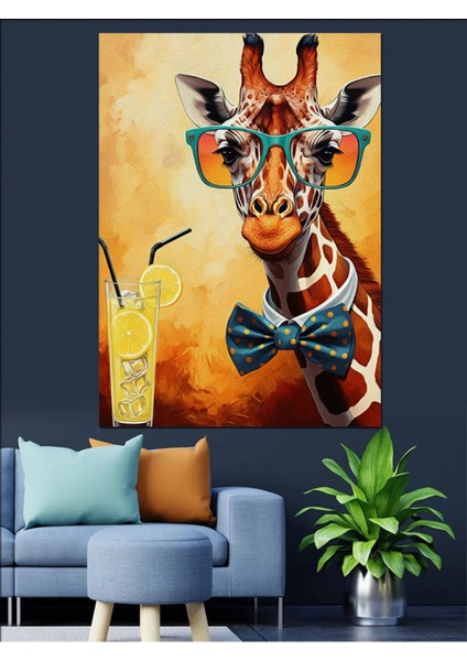 Renkli Zürafa Kanvas ve Mdf Ahşap Tablo Dekoru indirimleri