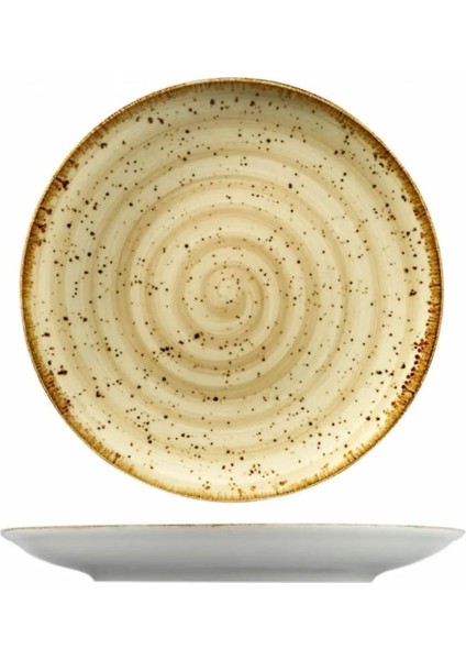 Bej Benekli Fileli Düz Tabak 28 Cm, Çiftli Paket
