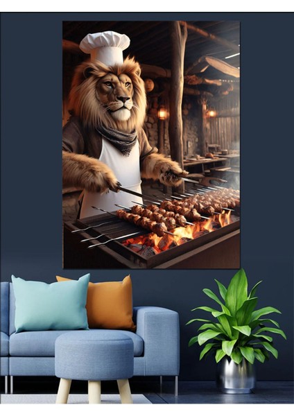 Renkli Şiş Kebapçı Dekoratif Kanvas ve Ahşap Tablo, Şık Ev Dekoru Için Ideal fiyatları