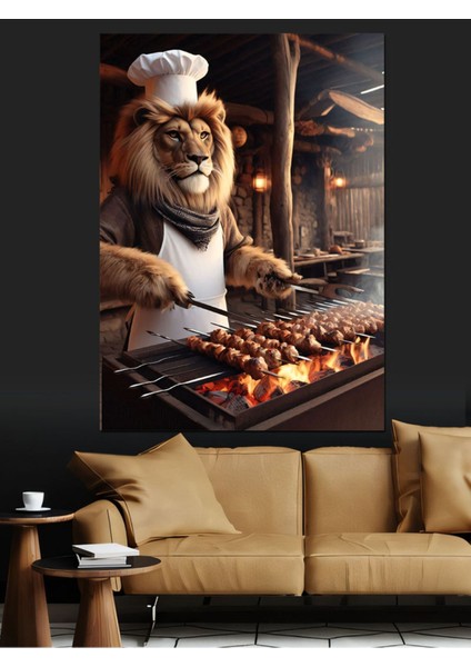 Renkli Şiş Kebapçı Dekoratif Kanvas ve Ahşap Tablo, Şık Ev Dekoru Için Ideal modelleri