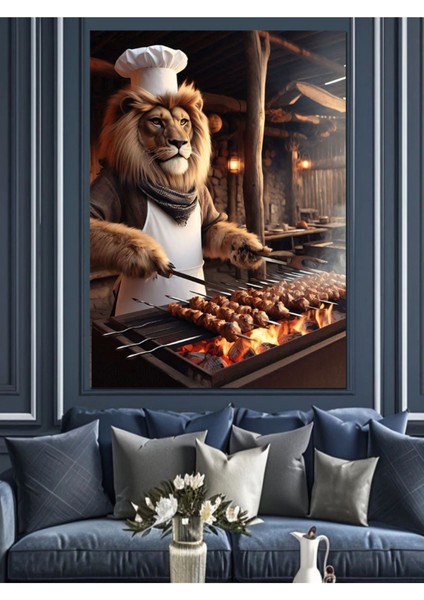 Renkli Şiş Kebapçı Dekoratif Kanvas ve Ahşap Tablo, Şık Ev Dekoru Için Ideal fırsatları