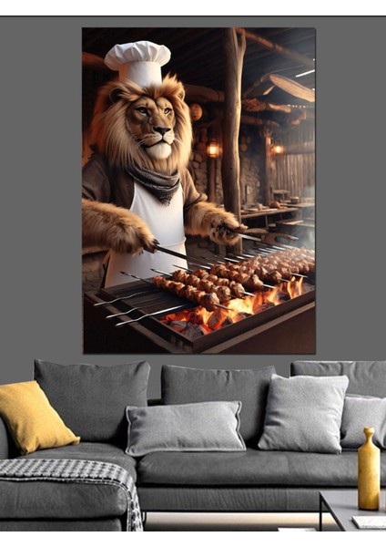 Renkli Şiş Kebapçı Dekoratif Kanvas ve Ahşap Tablo, Şık Ev Dekoru Için Ideal indirimleri