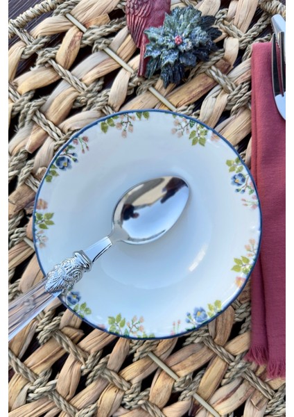 6 Kişilik 14 cm Pembe Çiçek Desenli Özel Tasarım Porselen Çorba Kasesi Seti fiyatları