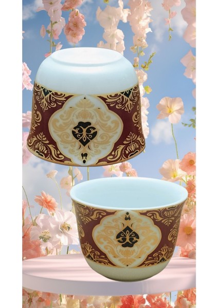 Şık Bordo Desenli 6'lı Porselen Kahve Fincanı Seti fiyatları