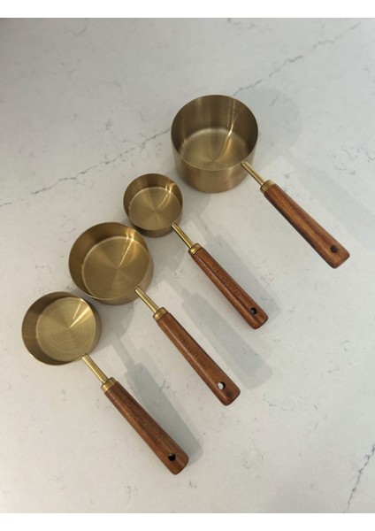 4'lü Ahşap Saplı Ölçü Kaşığı Seti, Şık ve Kullanışlı Ev Gereçleri