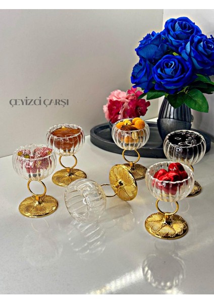 Turuncu Metal 6'lı Ayaklı Lokum ve Sosluk Seti, Şık Sunum Için Mükemmel fiyatları