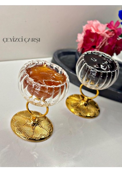 Turuncu Metal 6'lı Ayaklı Lokum ve Sosluk Seti, Şık Sunum Için Mükemmel