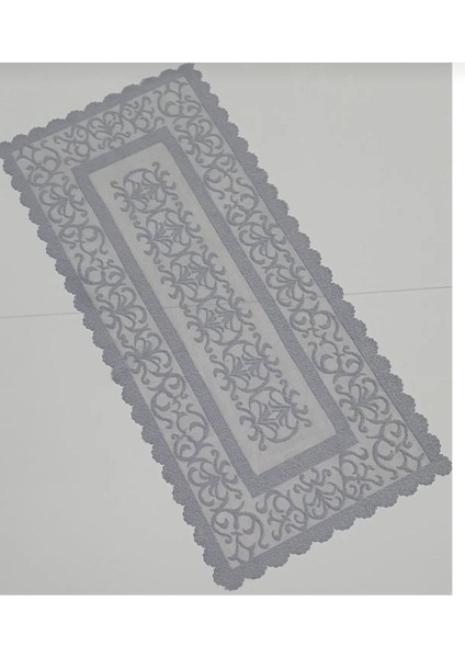 Gri Osmanlı Desenli Örme Tül Kumaş Kısa Runner 40X90 fiyatları