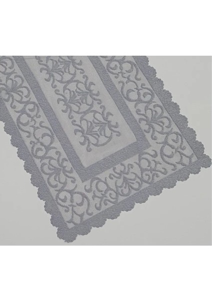 Gri Osmanlı Desenli Örme Tül Kumaş Kısa Runner 40X90 modelleri