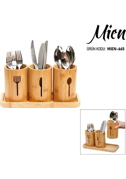 3'lü Bambu Kaşıklık Seti, Şık ve Kullanışlı Mutfak Düzeni Için Ideal