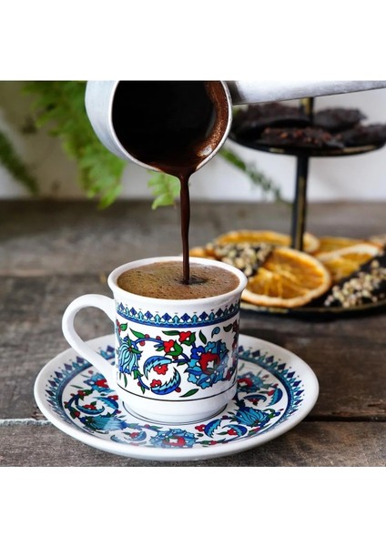 Mavi Çini Işlemeli 2'li Porselen Kahve Fincanı Seti fiyatları