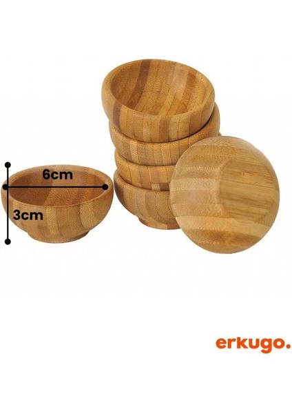 6 Adet Bambu Sunum Kasesi, Çerezlik, Servis ve Sosluk Seti, Kahverengi fırsatları