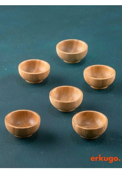 6 Adet Bambu Sunum Kasesi, Çerezlik, Servis ve Sosluk Seti, Kahverengi indirimleri