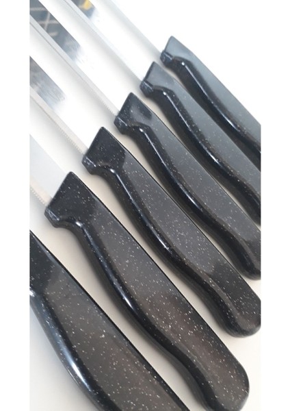 Şık 6'lı Simli Siyah Meyve Bıçak ve Soyacak Seti, Güzel Sunumlar Için Hazır fiyatları