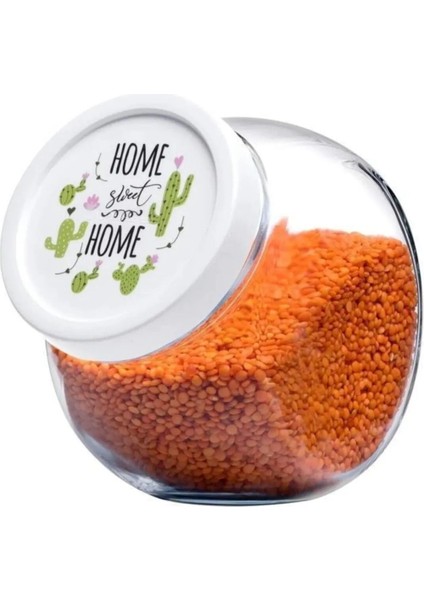 2 Adet Kırmızı Yatık Cam Kavanoz 1.5 Litrelik Set