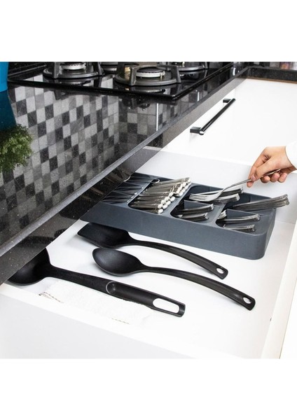 2'li Antrasit Kaşıklık Bıçaklık Seti, 9 Bölmeli, Şık ve Pratik Tasarım