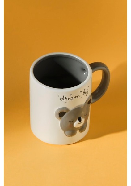 Sevimli Ayı Figürlü 400 ml Seramik Kupa, Gri Renkli, Şık ve Kullanışlı Tasarım fiyatları