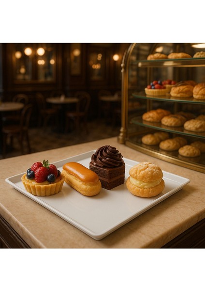 Beyaz Melamin Sunum Tabağı 35X35CM, 2cm Kalın, Dayanıklı ve Şık Tasarım