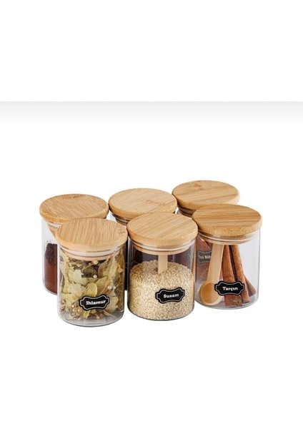 6’lı 250 ml Bambu Kapaklı Cam Baharatlık Seti, Şık ve Kullanışlı Baharat Düzenleyici fiyatları