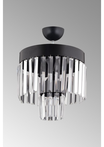 Modern 4'lü 2 Katlı Siyah Avize, Kristal Taş Detaylarıyla Şık ve Zarif Aydınlatma. fiyatları