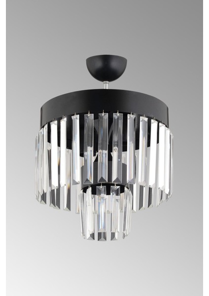 Modern 4'lü 2 Katlı Siyah Avize, Kristal Taş Detaylarıyla Şık ve Zarif Aydınlatma. fırsatları