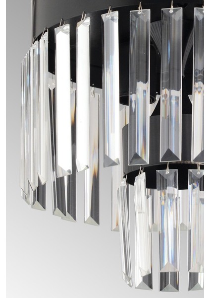 Modern 4'lü 2 Katlı Siyah Avize, Kristal Taş Detaylarıyla Şık ve Zarif Aydınlatma. indirimleri