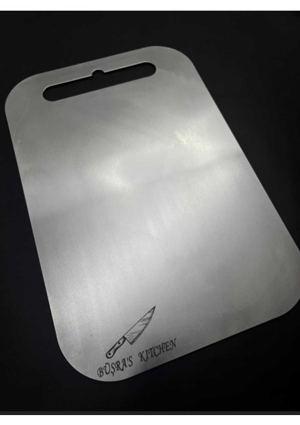 Kişiselleştirilebilir Gri Paslanmaz Çelik Kesme Tahtası, Antibakteriyel ve Şık Mutfak Gereci